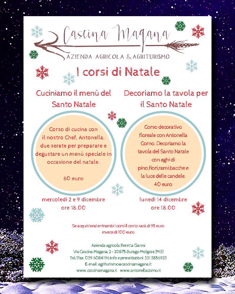 I corsi di Natale di Cascina Magana. Locandina.